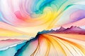 Abstract colorful psychedelic watercolor landscape. ai generated