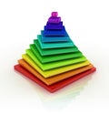 Abstract colorful pyramid 3d rendering