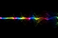 Abstract colorful raibow wavy smoke flame over black background