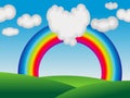 Abstract colorful rainbow with love cloud