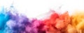 Abstract colorful rainbow pigment gulal powder dust particles smoke spray. Holi background
