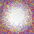 Abstract Colorful Realistic Stylized Confetti Background with Circular Arrangement on Transparent Backdrop