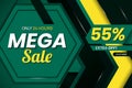 Modern Mega Sale 55 Percent Banner Template.