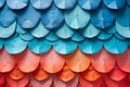 Abstract Colorful Scale Pattern Background - Textured Gradient Blue and Red Fish Scale Design Royalty Free Stock Photo