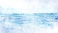 Abstract colorful sea soft wave watercolor illustration painting background.