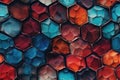 abstract colorful seamless pattern of hexagon scales. Generative AI Royalty Free Stock Photo