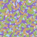 Abstract colorful seamless pattern of random mixed various geometric shapes Camouflage fashion trend