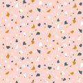 Abstract colorful seamless pattern in terrazzo style.