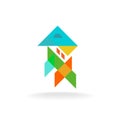 Abstract colorful shapes house appartment logo.