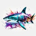 Abstract colorful shark. T-shirt graphics