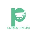 Letter P Shopping logo design.