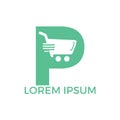 Letter P Shopping logo design.