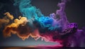 Abstract colorful of smoke background, neon light through smoke or fog, lighting in the dark scene, multi colored of cloud, mist, Royalty Free Stock Photo