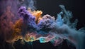 Abstract colorful of smoke background, neon light through smoke or fog, lighting in the dark scene, multi colored of cloud, mist, Royalty Free Stock Photo