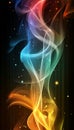 Abstract Colorful Smoke Background. Wavy Smooth Swirls of Color Smoke Movement Over Dark Background.