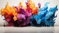 Abstract colorful smoke ink splatter background or Colorful watercolor powder explosion paint splashing texture Royalty Free Stock Photo