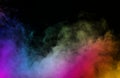 Abstract Colorful smoke isolated on black background. Chemical, powder.. Royalty Free Stock Photo