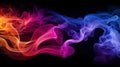 Abstract colorful smoke. Neon clouds on black background. Gradient waves background Royalty Free Stock Photo