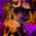 Abstract colorful smoke swirls in bright neon orange purple on black background Royalty Free Stock Photo