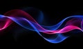 abstract colorful smoke waves on black background, illustration. Royalty Free Stock Photo