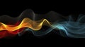 Abstract colorful smoke waves on black background. illustration. EPS 10 Generative AI Royalty Free Stock Photo