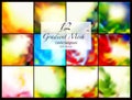 12 abstract colorful smooth blurred gradient mesh vector backgrounds for design. Royalty Free Stock Photo