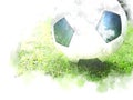 Abstract colorful soccer ball or football ball watercolor paint background.