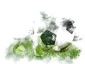 Abstract colorful soccer ball or football ball watercolor paint background.