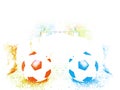 Abstract colorful soccer ball or football ball watercolor paint background.