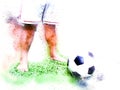 Abstract colorful soccer ball or football ball watercolor paint background.