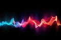 abstract colorful sound wave on dark background, vector illustration eps10, Digital wave wallpaper on a Black background, Blue and Royalty Free Stock Photo