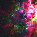 Abstract colorful space background. Stars of a planet and galaxy in outer space in a neon pink color. Space background and texture Royalty Free Stock Photo