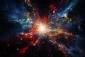 Abstract colorful space fantasy illustration of big bang explosion. Generative ai Royalty Free Stock Photo