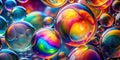 Abstract colorful spheres interacting in a visually stunning display of iridescence and light. Generative AI Royalty Free Stock Photo