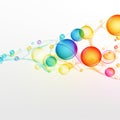 Abstract colorful spheres and waves on a white background representing connection and flow Royalty Free Stock Photo