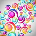 Abstract colorful spiral arc-drop pattern on a light background. Transparent colorful elements and circles design card. Royalty Free Stock Photo