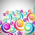 Abstract colorful spiral arc-drop pattern on a light background. Transparent colorful elements and circles design card. Royalty Free Stock Photo