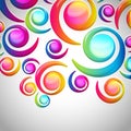 Abstract colorful spiral arc-drop pattern on a light background. Transparent colorful elements and circles design card. Vector Royalty Free Stock Photo