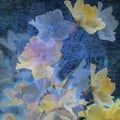 Abstract colorful spotted floral background blue, yellow