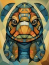 abstract colorful stained glass background with a head of turtle face Royalty Free Stock Photo