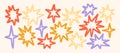 Abstract Colorful Star and Sparkle Doodle Shapes Set, Cartoon Vector Elements on Beige Background Royalty Free Stock Photo