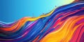 Abstract Colorful Swirling Paint Waves on Blue Background Royalty Free Stock Photo