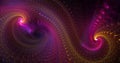 Abstract colorful swirls of glowing pink and yellow fractal shapes. Digital fractal art. 3d rendering. Royalty Free Stock Photo