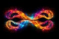 abstract colorful swirls in the shape of an infinity symbol on a black background Royalty Free Stock Photo