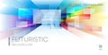 Abstract colorful tech background. Bright glowing squares extending from the middle to the rouge. Technical template Royalty Free Stock Photo