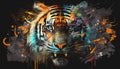 Abstract colorful tiger collage