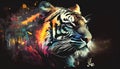 Abstract colorful tiger collage