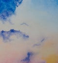 Abstract colorful twilight sky watercolor background. Hand drawn painting art Royalty Free Stock Photo