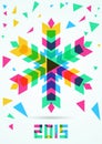 Abstract colorful vector snowflake with winter background. Chris Royalty Free Stock Photo