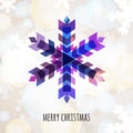 Abstract colorful vector snowflake with winter background. Christmas or New Year greeting card. Royalty Free Stock Photo